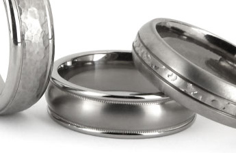 Examples of titanium engagement rings and wedding rings